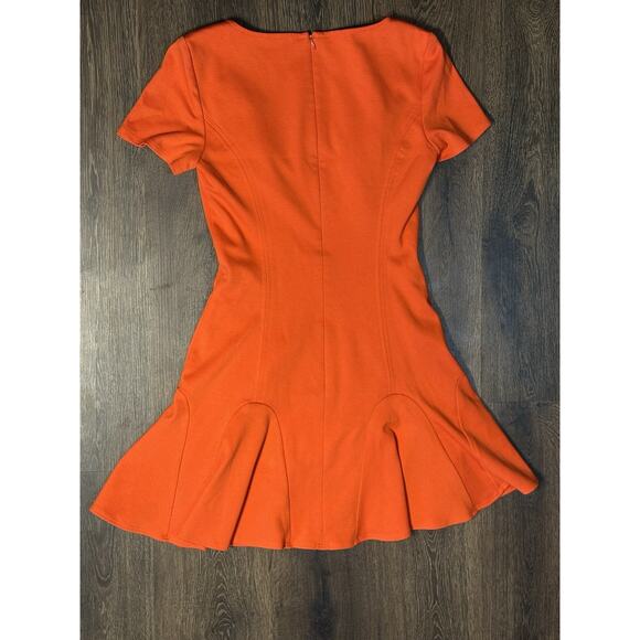 Trina Turk Womens Faith Ponte Flare Mini Dress Short Sleeve Orange size Small - Picture 11 of 11